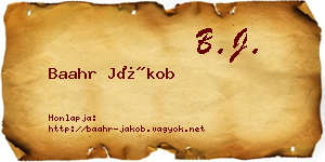 Baahr Jákob névjegykártya